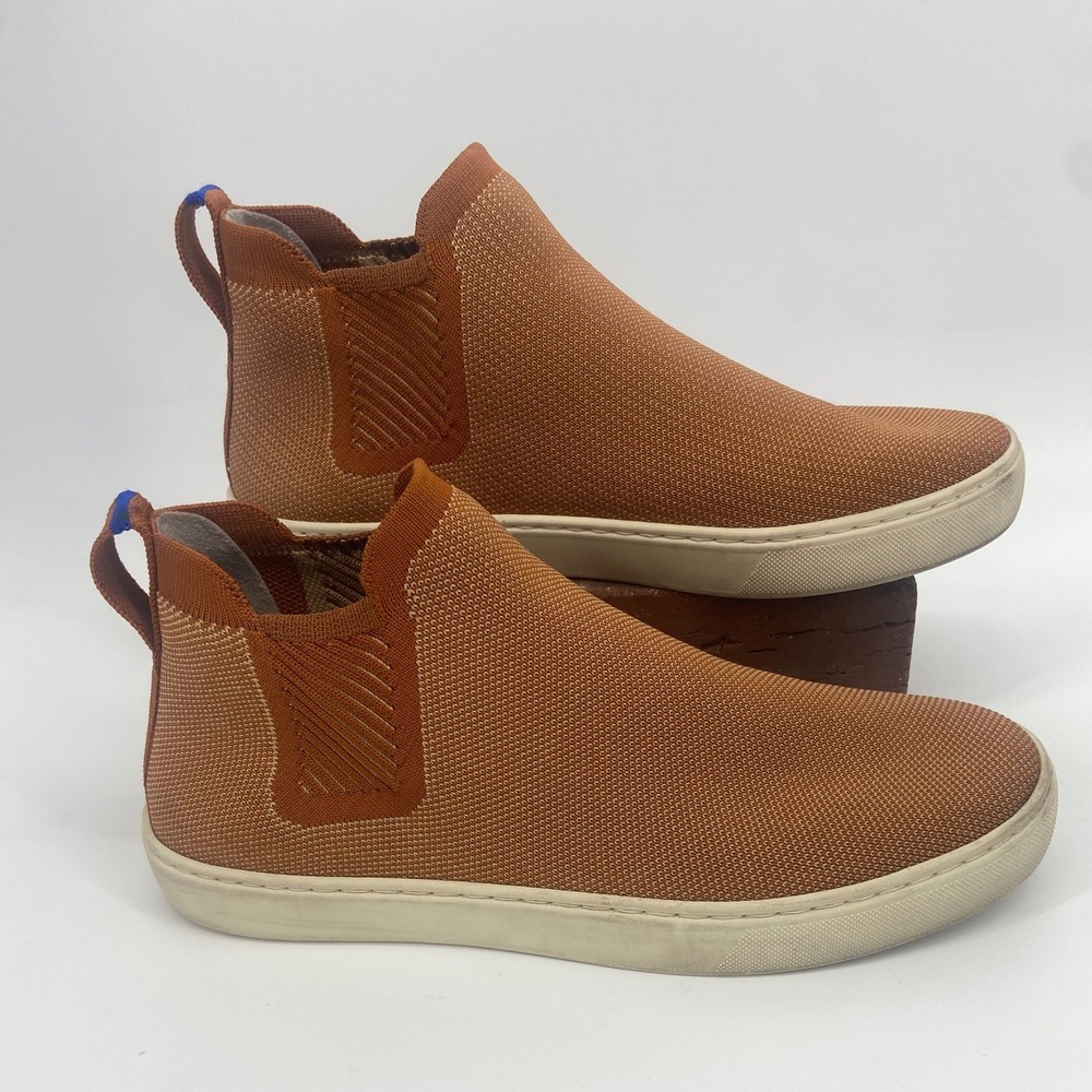 Rothys Chelsea Boot Ginger Rust Orange Knit Slip On Ankle Sneakers Womens 9